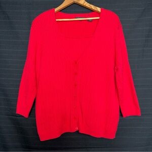 Jeanne Pierre 2 piece cable knit red 3/4 sleeve sweater and tank set womens XL
